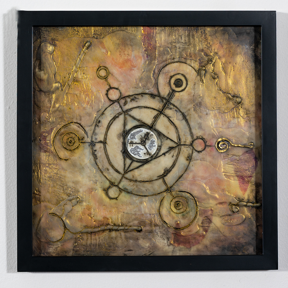 The Key (13 x 13 - encaustic wax mixed media), A. Speltz, $495 for diptych with The Treasure