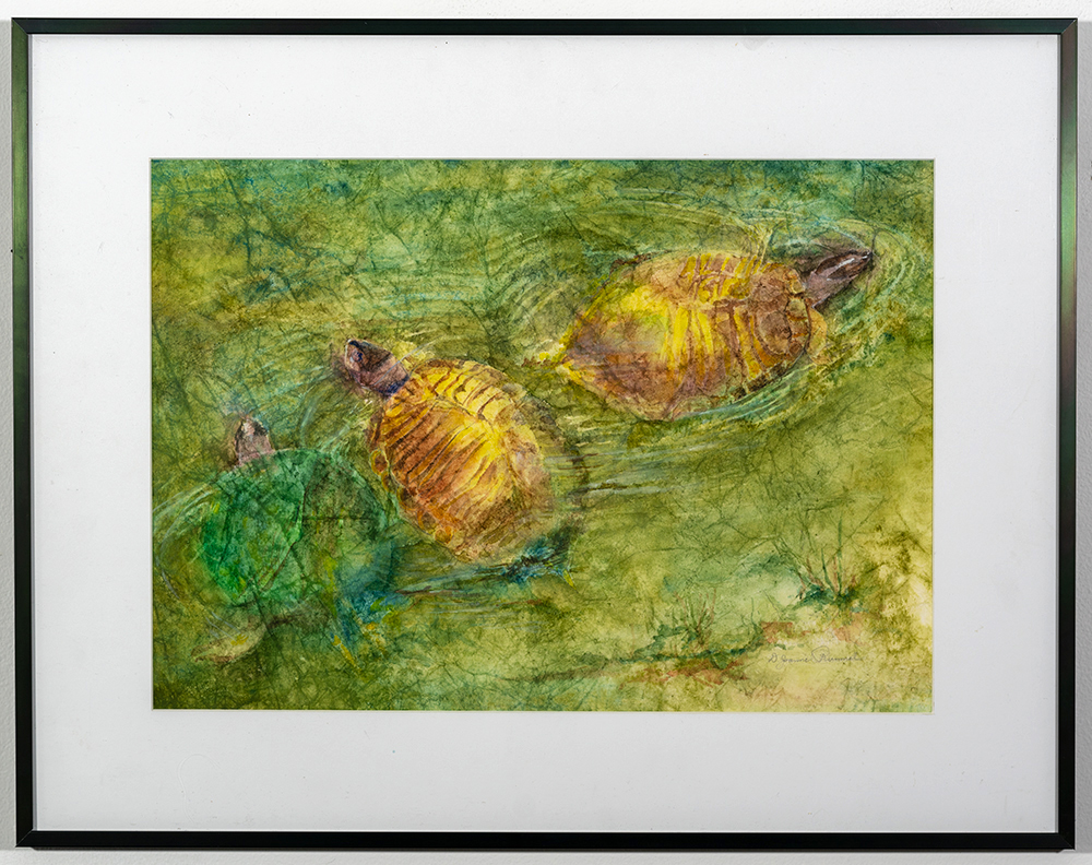 D. JOANNE RUMMEL - 'Undercover' - Watercolor, Batik - 21.5 x 27 - $300
