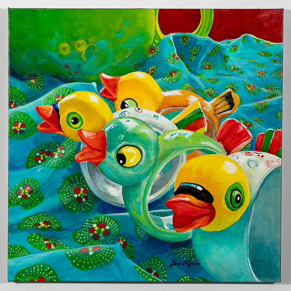 JAN LIN ALFANO - 'Duck 'N Waves' - Acrylic - 24 x 24 - NFS