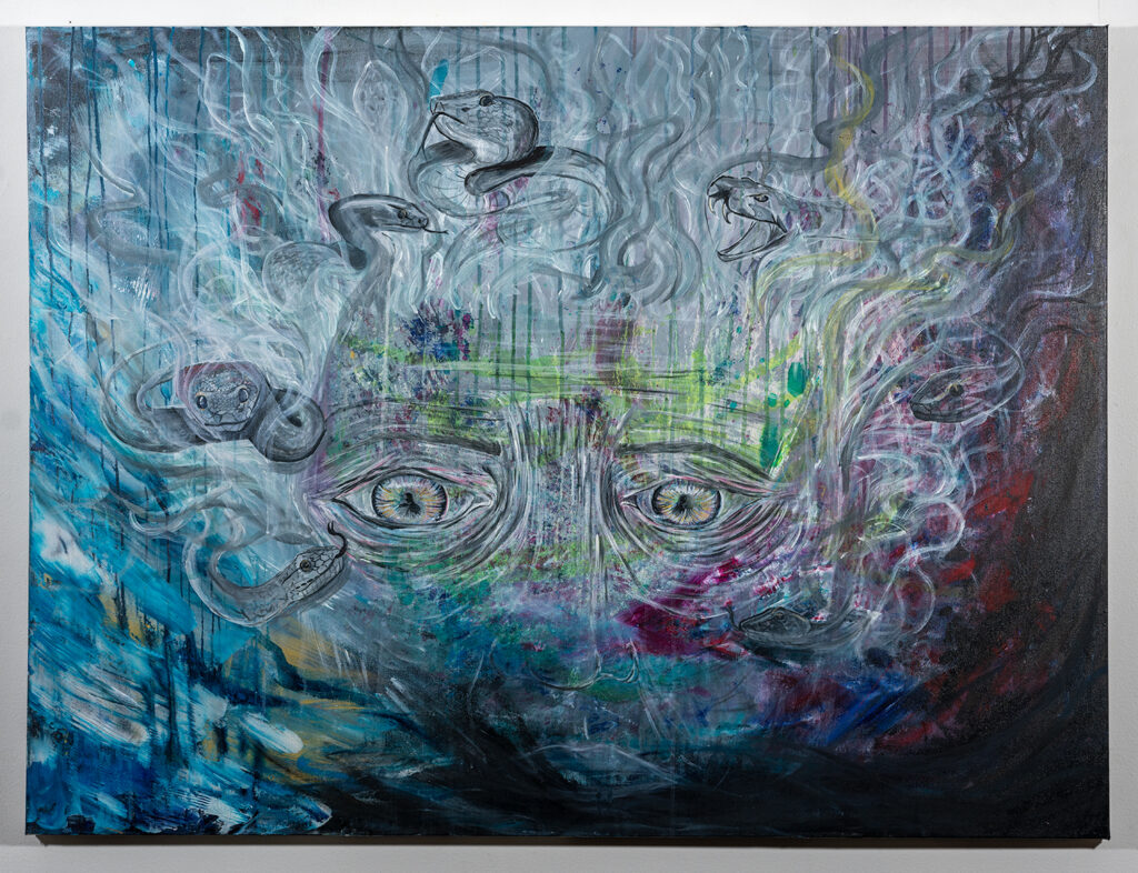 JAZZMYN BENITEZ - Medusa Within - Acrylic, Alcohol Inks, Water - Pastels - 36 x 48 - $950
