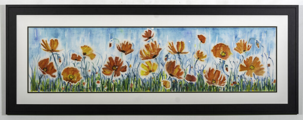 KATE SANDOW - Pleasant Poppies - Watercolor Batik - 24 x 64 - NFS