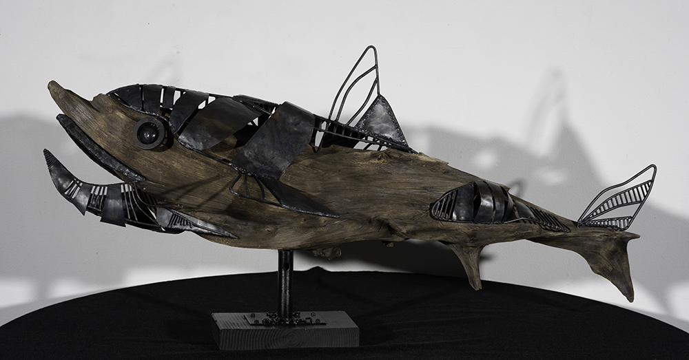 Mike Starch_Reconstructed Fish_Steel, Driftwood_NFS